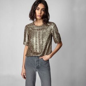 Zadig & Voltaire Gold Sequin Top